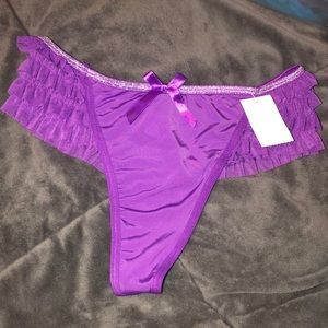 Purple Ruffle Thong